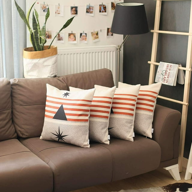 Housses de Coussin Décoratives Imprimées Jacquard Boho-Chic 4 Pcs