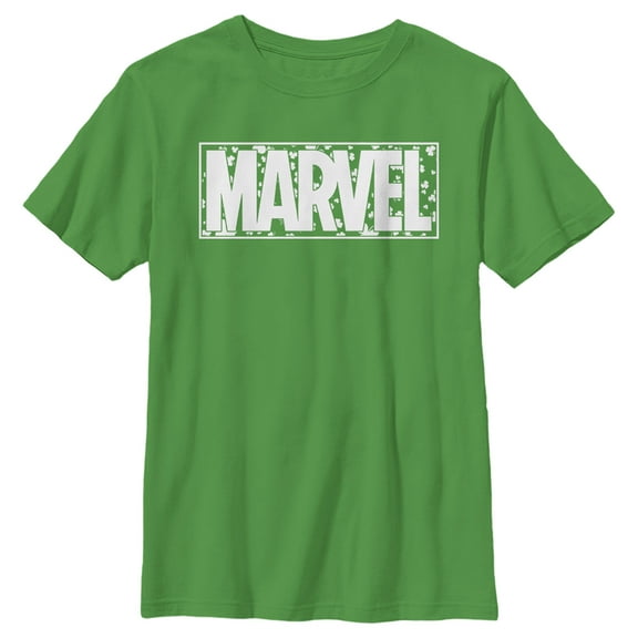 Boy's Marvel St. Patrick's Day Shamrock Marvel Logo  Graphic Tee Kelly Green Large