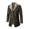thumbnail image 1 of Abrigo de cuero vintage para hombre Chaqueta larga de cuero sintético para hombre Abrigo de PU de invierno con cuello de piel Gabardina gruesa Chaqueta de invierno Abrigo de hombre con, 1 of 5