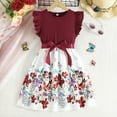 thumbnail image 3 of Vestido informal con estampado de flores para niña, ropa elegante de verano, estilo coreano, manga voladora con lazo, para uso diario, 3 of 5