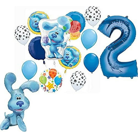 Blue's Clues 2nd Birthday Party Supplies Blue the Dog Table Topper Balloon Bouquet Decorations