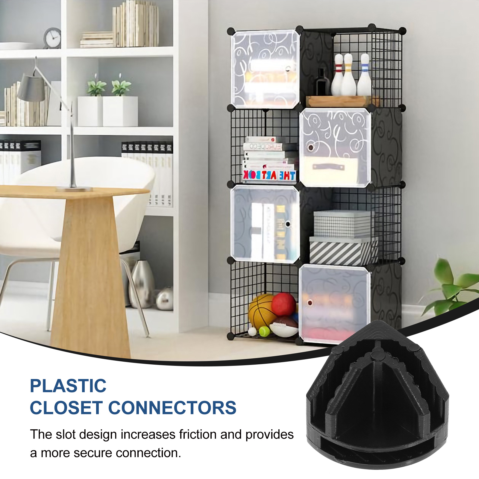 Lot DE 20 Fils Cube Plastique Connecteurs Pour Cubes De Rangement Rayonnage Et Armoire Modulaire Organiseur Dressing Fermoir Boucle Clip Noir 55788802 - 10