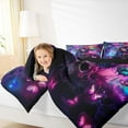 thumbnail image 4 of Homewish Magic Gothic Girl Queen Comforter Set, Purple Mystic Butterfly Bedding Sets, Futuristic Anime Style Reversible Bedding Comforter Set, Microfiber Bedroom Decor, 3-Piece, 4 of 8