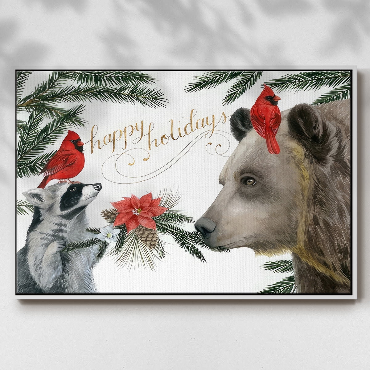 Timberland Christmas Collection A - Framed Gallery Wrapped Holiday Canvas - 17 x 25 - White Frame