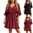thumbnail image 1 of Neewe Women's Swimsuit Coverup Short Sleeve Bathing Suit Cover Up V Neck Beach Cover Up Dress Vacation Outfits 2026, 1 of 7