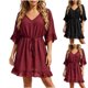 thumbnail image 1 of Neewe Women's Swimsuit Coverup Short Sleeve Bathing Suit Cover Up V Neck Beach Cover Up Dress Vacation Outfits 2026, 1 of 8