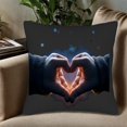 thumbnail image 5 of Set of 2 18x18in Throw Pillow Covers - Heart-Shaped Hands Design on Dark Gradient Background for Couch Bed or Car Decor, 5 of 8