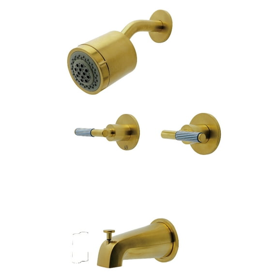 Kingston Brass KBX8147KPS Verona Double-Handle Tub and Shower Faucet, Brushed Brass