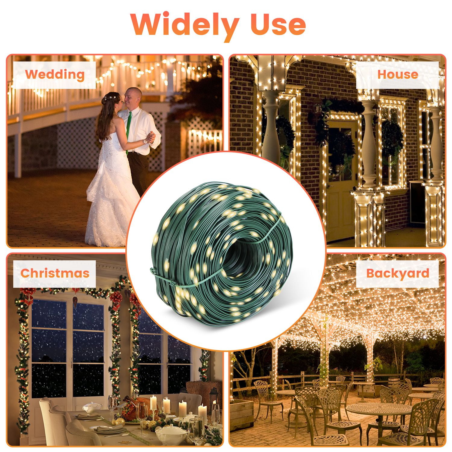 Imountek 330ft 1000LED Outdoor String Lights with Remote, IP44 Waterproof 8 Modes & Timer, Plug-in Fairy Lights for Christmas Garden Party Decor, White