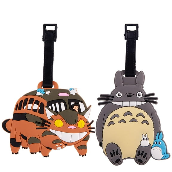 Cute 2PCS Totor0 and Totor0 Bus Luggage Tag Cartoon Travel Boarding Pass Luggage Identification,7Inch Consignment Tag PVC Small Tag Pendant Gift for Tourist Friends Family