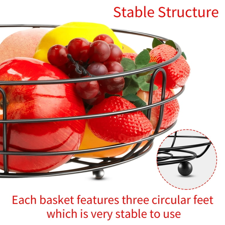 2 Tier Fruit Basket Bowl with Banana Hanger for Kitchen Countertop,  Detachable Fruit Vegetable Storage Holder Display for Kitchen
