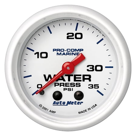 Auto Meter 200772 - Marine 2.06" White In-Dash Mount Mechanical Water Pressure Gauge