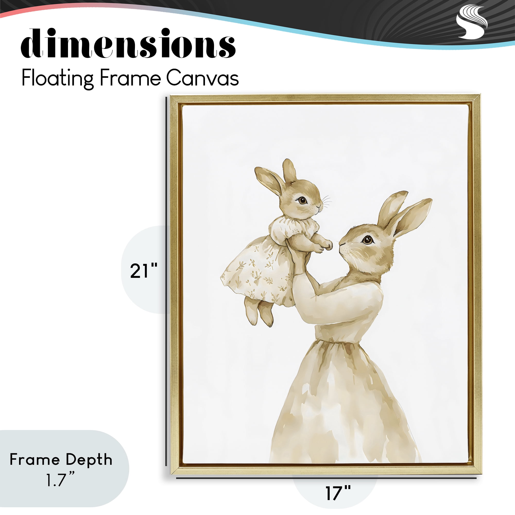 Stupell Industries Tender Mama Rabbit Gold Framed Floater Canvas Wall Art, design by Arlington Prints
