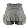 thumbnail image 4 of Lenpel Shorts for Women Summer Casual Elastic High Waisted Wide Leg Pleated Ruffle Tiered Skorts Flowy Beach Shorts, 4 of 6
