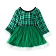 thumbnail image 3 of Bullpiano Todder Baby Girl Christmas Outfit Xmas Dress 1-5T Long Sleeve Velvet Plaid Princess Dresses Party Ball Dress, 3 of 10