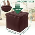 thumbnail image 2 of PinkSheep 15" Folding Storage Ottoman Cube Footstool Ottoman Bench with Storage, Faux Leather, Brown, 2 of 7