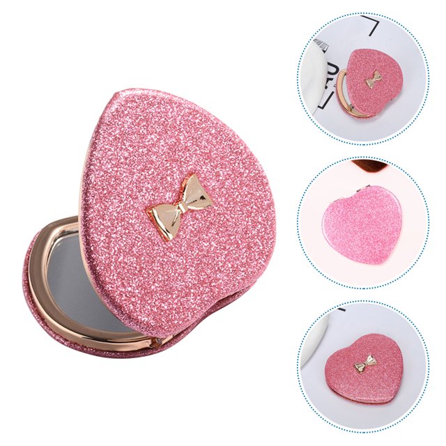 Greenadscape Espejo Compacto De Viaje Con Doble En Color Rosa Para Bolso Portátil