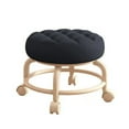 thumbnail image 4 of Movable Stool Low Rolling Stools with Silent Swivel Wheels Ultra Comfort PU Leather Low Roller Seat with 4 Layer Filled Cushion Round Padded Stool with Footrest for Salon Home Desk Party, 1pc Black, 4 of 10