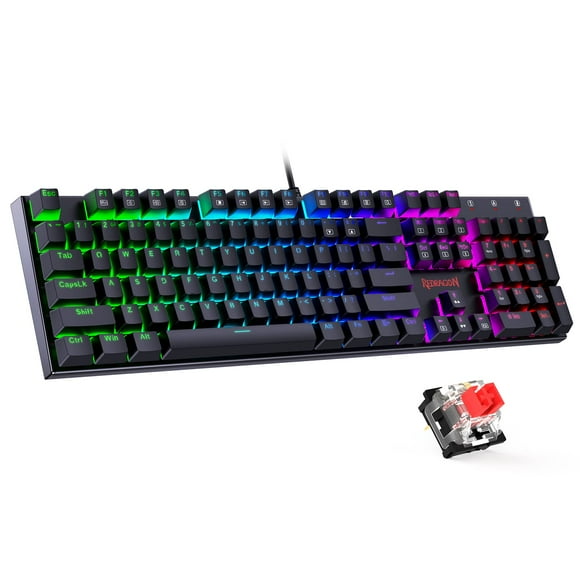 Redragon Mechanical Gaming Keyboard with Red Switches, Wired Keyboard Mechanical with RGB Backlit, Fully Progammable, Durable Aluminum Frame, Anti-Ghosting for PC Window