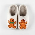 thumbnail image 3 of Christmas Fuzzy Slippers for Women Men Funny Print Matching House Shoes Furry Lined Winter Warm Anti-Slip Bedroom Slides Red 6.5, 3 of 5