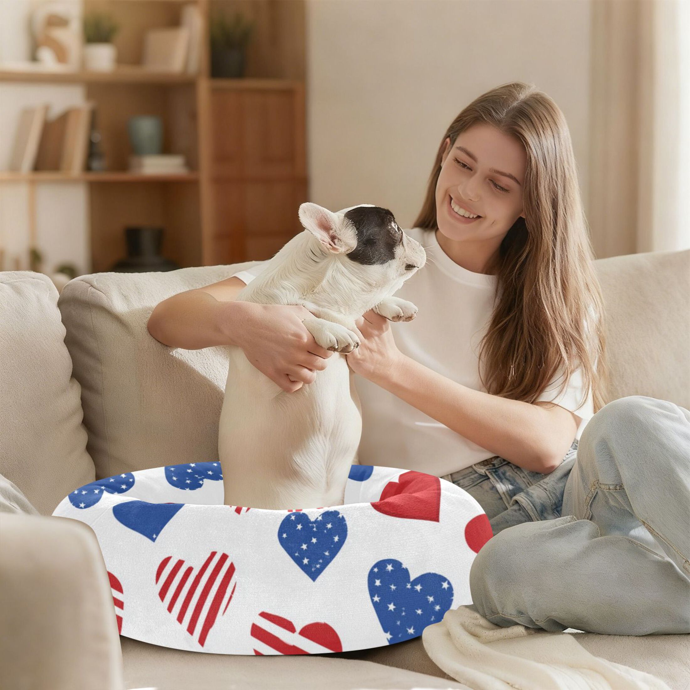 Pet Bed Pet Mat Cozy Removable & Washable Comfort For Cats And Dogs 2d Pattern Of Hearts