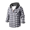 thumbnail image 7 of Button Plaid Shirts for Men,Long Sleeve Hooded Pullover Top with Drawstring and Chest Pocket,Trendy Casual Outfits, 7 of 7