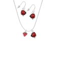 thumbnail image 2 of Delight Jewelry Silvertone Mini Red Strawberry with Clear Crystals Red Lucky Ladybug Necklace and Dangle Earrings Set, 2 of 6