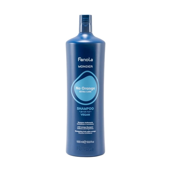 Fanola Wonder No Orange Shampoo | Blue Pigments To Eliminate Unwanted Orange Brassy Tones | For Lightened Brunettes and Brown Hair (1000 ml)