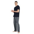 thumbnail image 2 of GLOBAL Men's Short Sleeve Pajama Sets Knit Soft Top & Woven Pajama Pants Sleepwear Elastic Waistband PJs S-XXL, 2 of 6