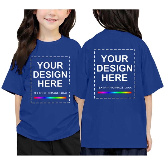 YAYUBA Toddler Shirts for Girls Solid Color Crewneck Back To School T Shirt Loose Soft Tee Tops Preppy Shirts for Teen Kids, 8-9 Years, Blue