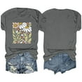 thumbnail image 4 of Aloohaidyvio Graphic T Shirts for Women,2024 Women's Summer Boho Floral T Shirt Cute Vintage Graphic Loose Tees Spring Crew Neck Short Sleeve Casual Tops, 4 of 4