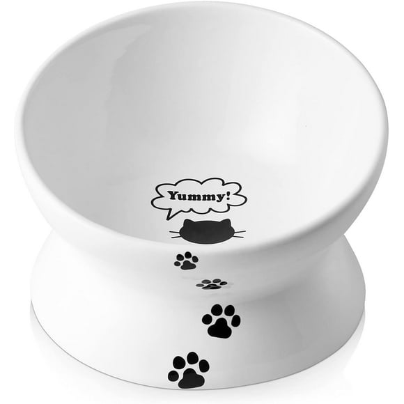 Ceramic Cat Bowl, Exquisite Appearance, Elegant Pet Dining Solution for Flat-Faced Cats, Promoting Healthy Eating Posture, Non-Absorbent Porcelain, Elevated Stress-Free Design