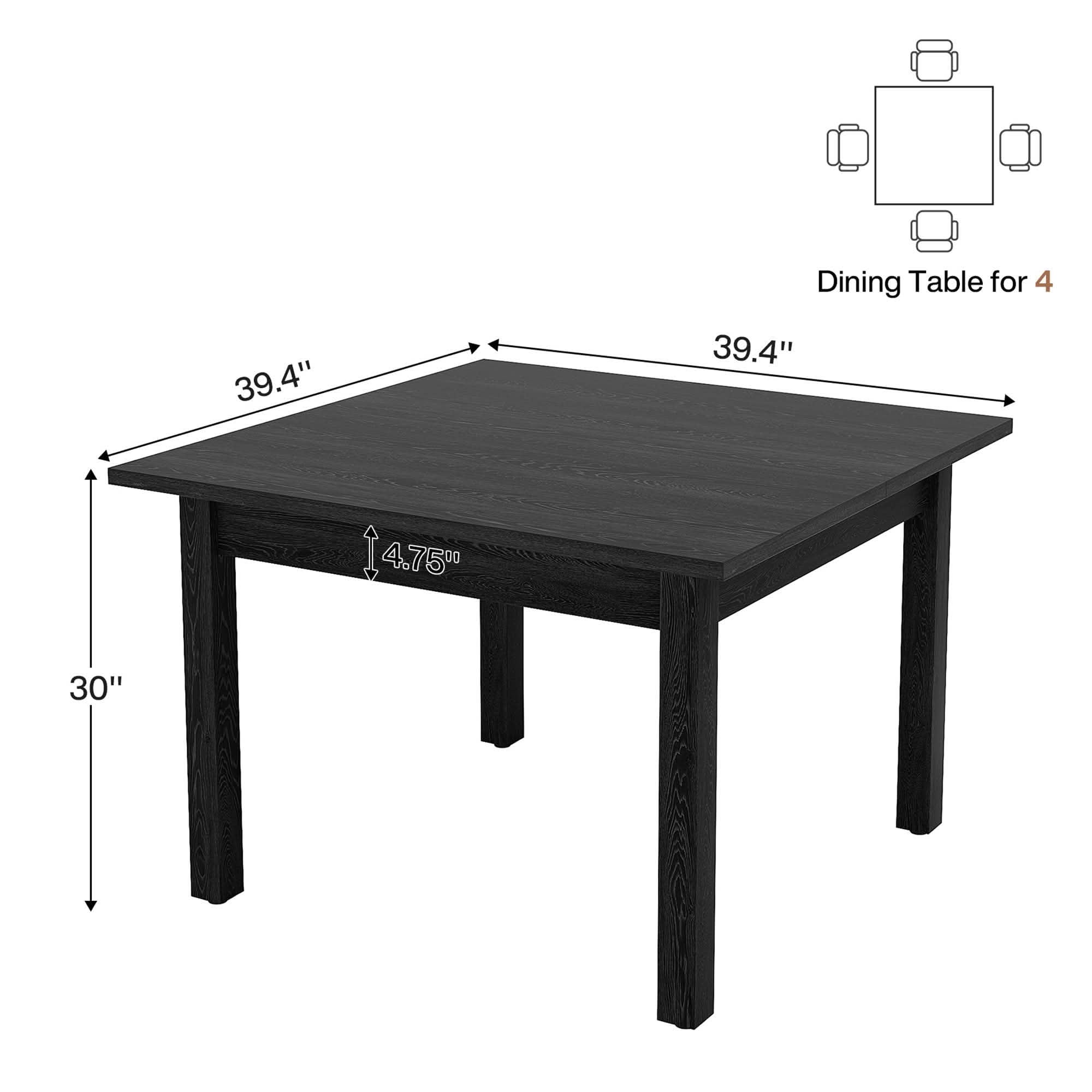 MAYEERTY 39.4" Square Rustic Brown Dining Table, Cracked Oak Top Solid Wood Legs Multiuse Table