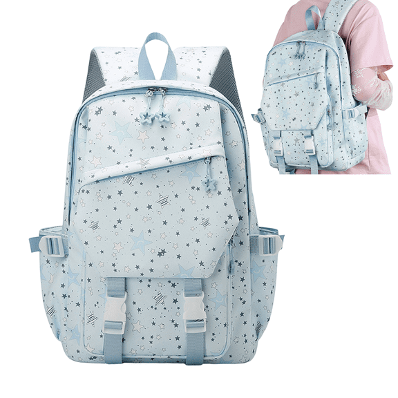 Cute Star Pattern Backpack, School Backpack for them, Cute Star Bookbag for Hers Teens for Elementary Middle High School Student, Back To School
