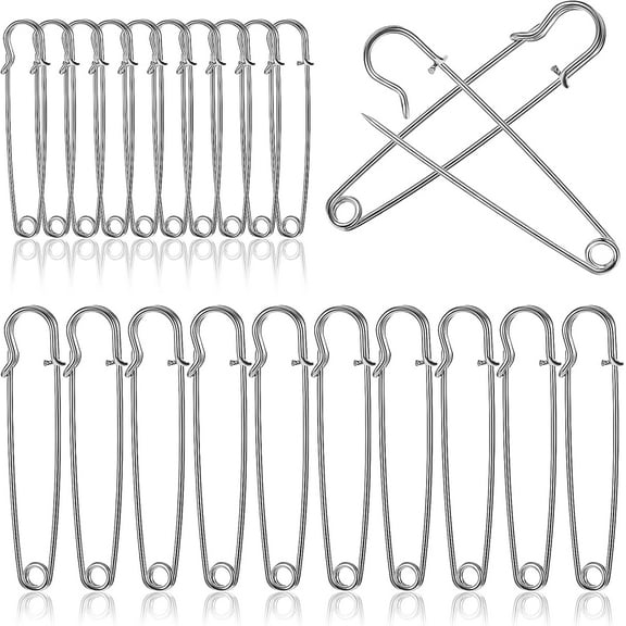 AIGIA 20PCS Big Safety Pins Heavy Duty 3" & 4‘’ Large Safety Pins for Clothes Thick Fabric Leather Canvas Blankets