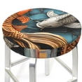 thumbnail image 3 of Balery Colorful Koi Fish Art Fundas de asiento para taburete de bar redondo de tela de terciopelo ajustables que protegen de arañazos y manchas para sillas de 14 a 17 pulgadas.-14 inch, 3 of 7
