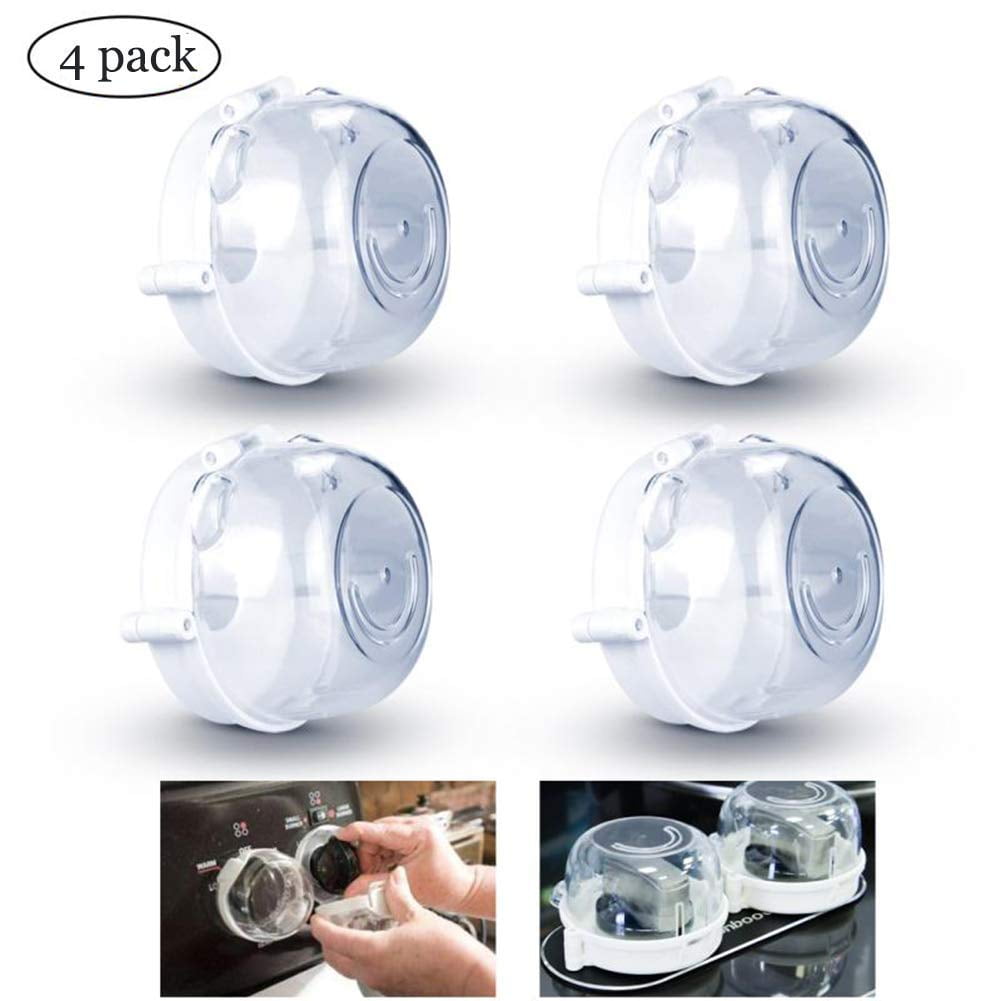 Stove Knob Covers for Child Safety New Design Universal Kitchen Dog or Cat or Baby proofing Gas Knob Lock 4 Pack
