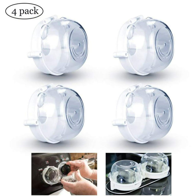 WeGuard Clear View Knob Covers + 1 Pack Childproof Oven Lock for Kids  Toddler Kitchen Safety in Baby No Tools Need or Drill, 4 Pack 