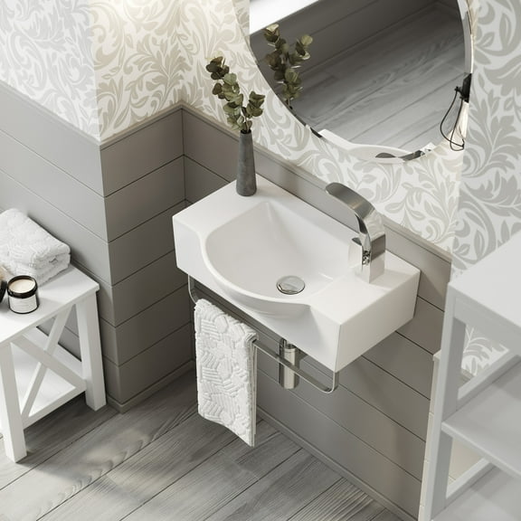 Montparnasse 21.5" Right Side Faucet Wall-Mount Bathroom Sink with Chrome Towel Bar