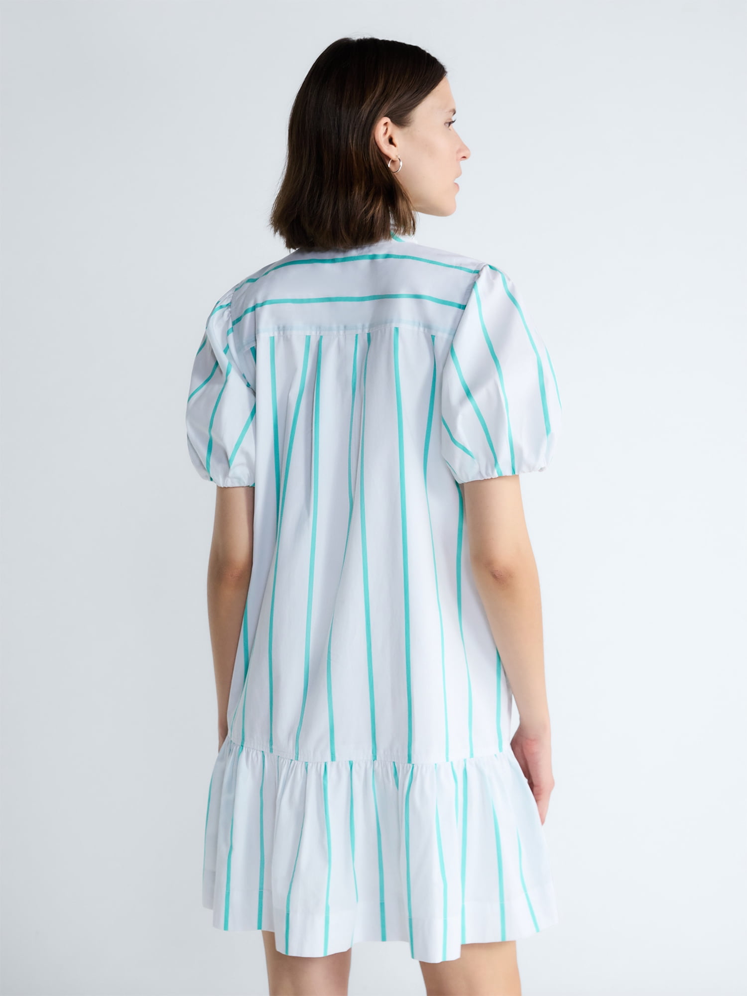 Free Assembly Women's Tie Neck Striped Cotton Mini Dress, Sizes XS-4X