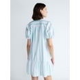 thumbnail image 3 of Free Assembly Women's Tie Neck Striped Cotton Mini Dress, Sizes XS-4X, 3 of 5