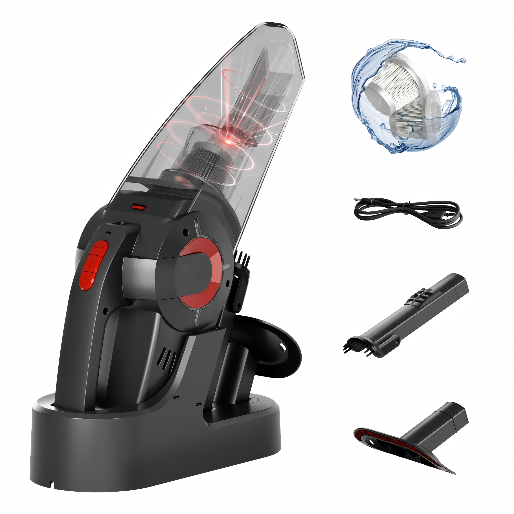 WHALLULTRA Handheld Vacuum - Powerful Cordless Hand Vacuum Cleaner, Wet & Dry Cleaning, Adjustable Power & Quiet Operation