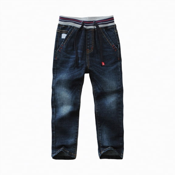 Gubotare Toddler Jeans for Boys Boys Baggy Jeans for Kids Kid Casual Straight Wide Leg Jeans Loose Elastic Waist Denim Pants 18 24 Months (Black,18-24 Months)