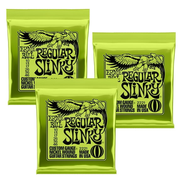 3 PACK Ernie Ball Regular Slinky Electric Guitar Strings, Nickel Wound