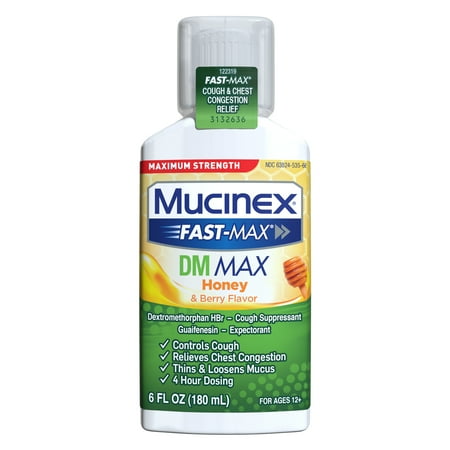 Maximum Strength Mucinex Fast-Max DM Max Honey & Berry Flavor Liquid - 6 fl oz