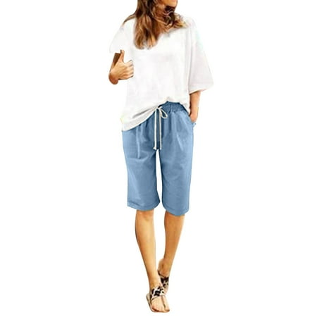 Women Summer Pants Plus Womens Basketball Shorts Size High Waisted Shorts Women Boy Shorts Underwear Lacing Beach Workout Pocket Womens Pajama Shorts Five Point Pants