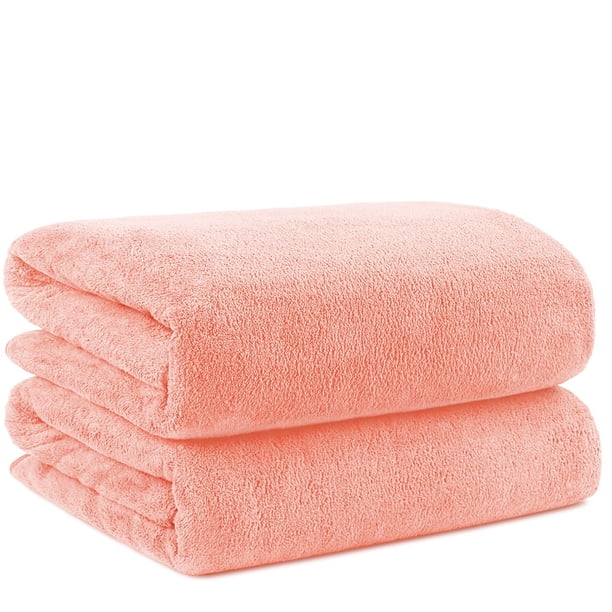 Toallas de baño Orighty de microfibra, 2 unidades, color rosa, 70 x 140 cm