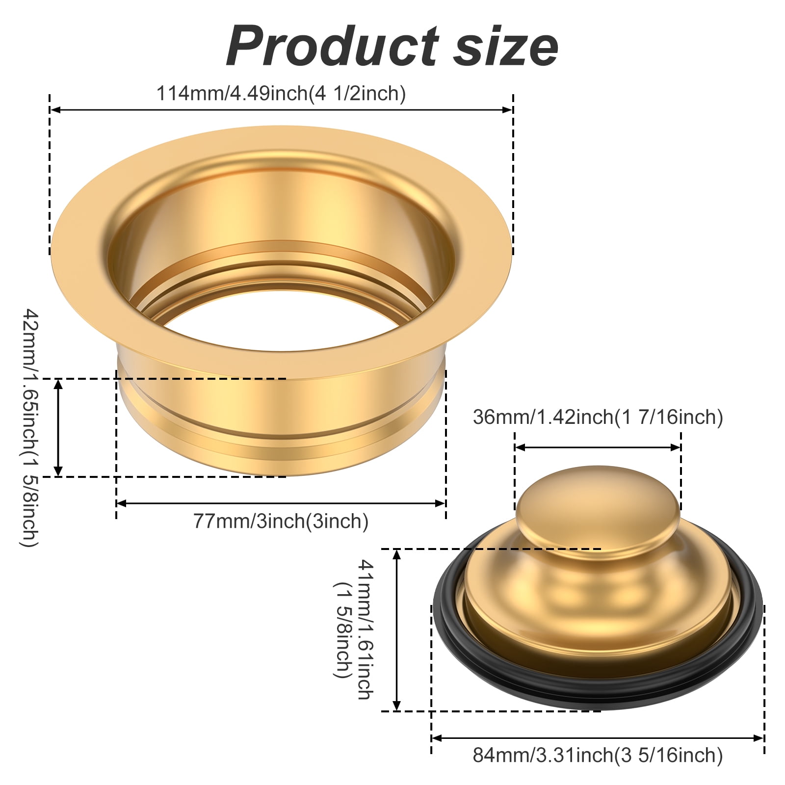 HKJUNFEI 2Pcs Sink Flange Durability Slightly Darker Sink Flange Stopper Replacement for Standard Garbage Disposers