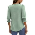 thumbnail image 5 of UVN Summer Blouses for Women 3/4 Sleeve Shirts Ladies Casual Crew Neck Womens Tunic Tops, 5 of 11