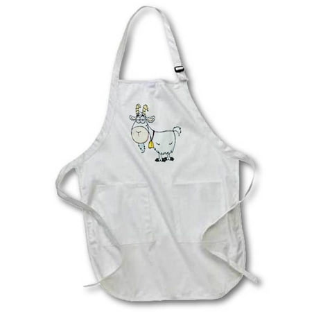 

3dRose Cartoon Billy Goat Funny Animal Cartoon Medium Length Apron 22 by 24-inch With Pouch Pockets